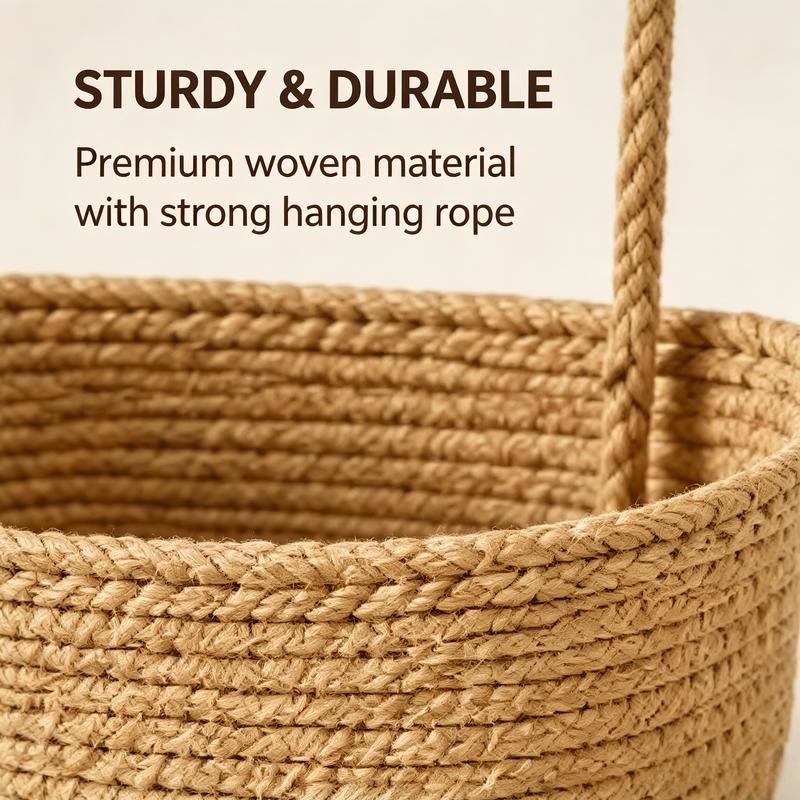 Woven Cotton 3-Tier Over-the-Door Basket, Wall-Mounted Bathroom  Storage Organizer - image 6