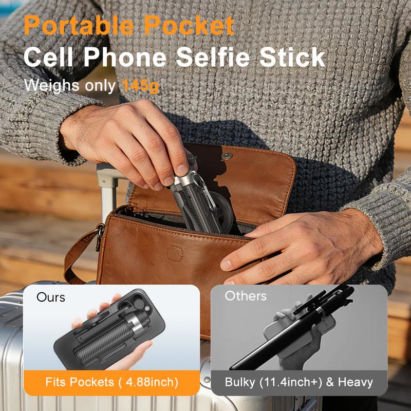 2026 Upgrated 5-in-1 Magnetic Selfie Stick With Remote For Cell Phone 360° Rotation - image 9