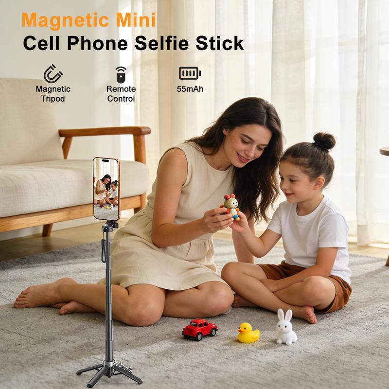 2026 Upgrated 5-in-1 Magnetic Selfie Stick With Remote For Cell Phone 360° Rotation - image 5