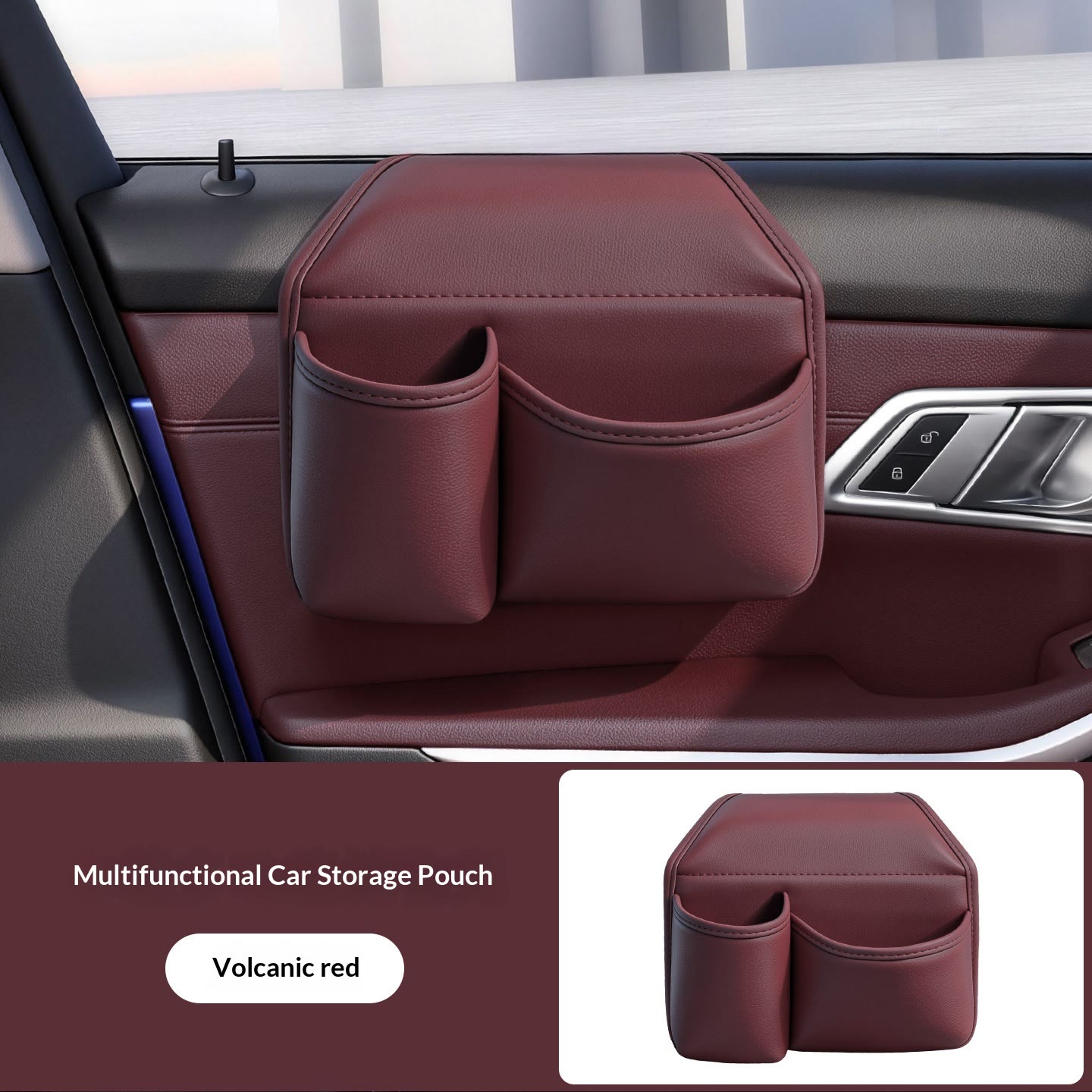 Car Door Storage Organizer – Multi-Pocket Holder for Phone, Cups & Essentials - Red - 21*19cm - image 6