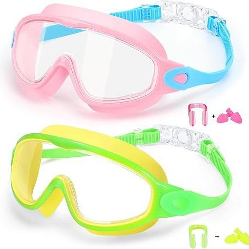 2 Pack Kids Swim Goggles For 3-15 Uv Protection Anti-fog High Definition Waterproof  - G - image 15