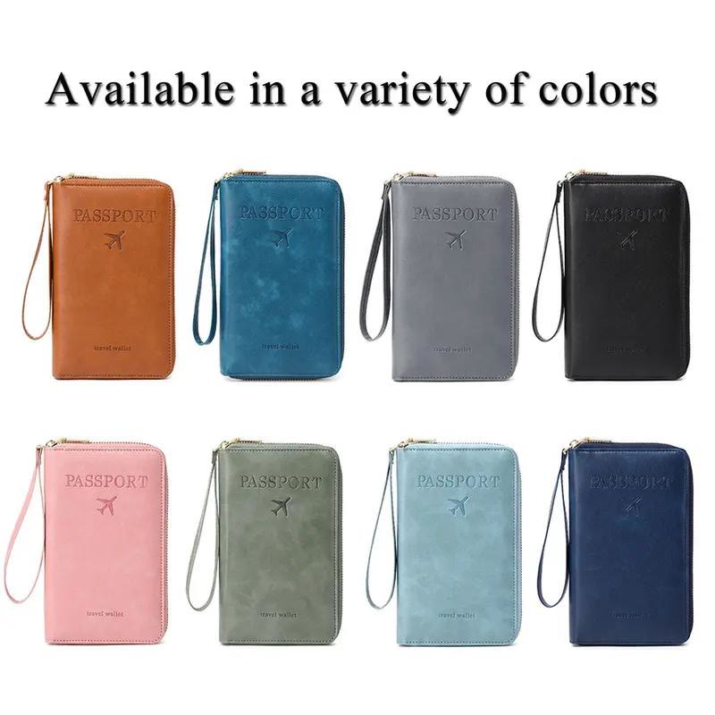 Simple Plain Passport Cases, Multi-functional Zipper Travel Card Holder, RFID Blocking Card Holder - image 9