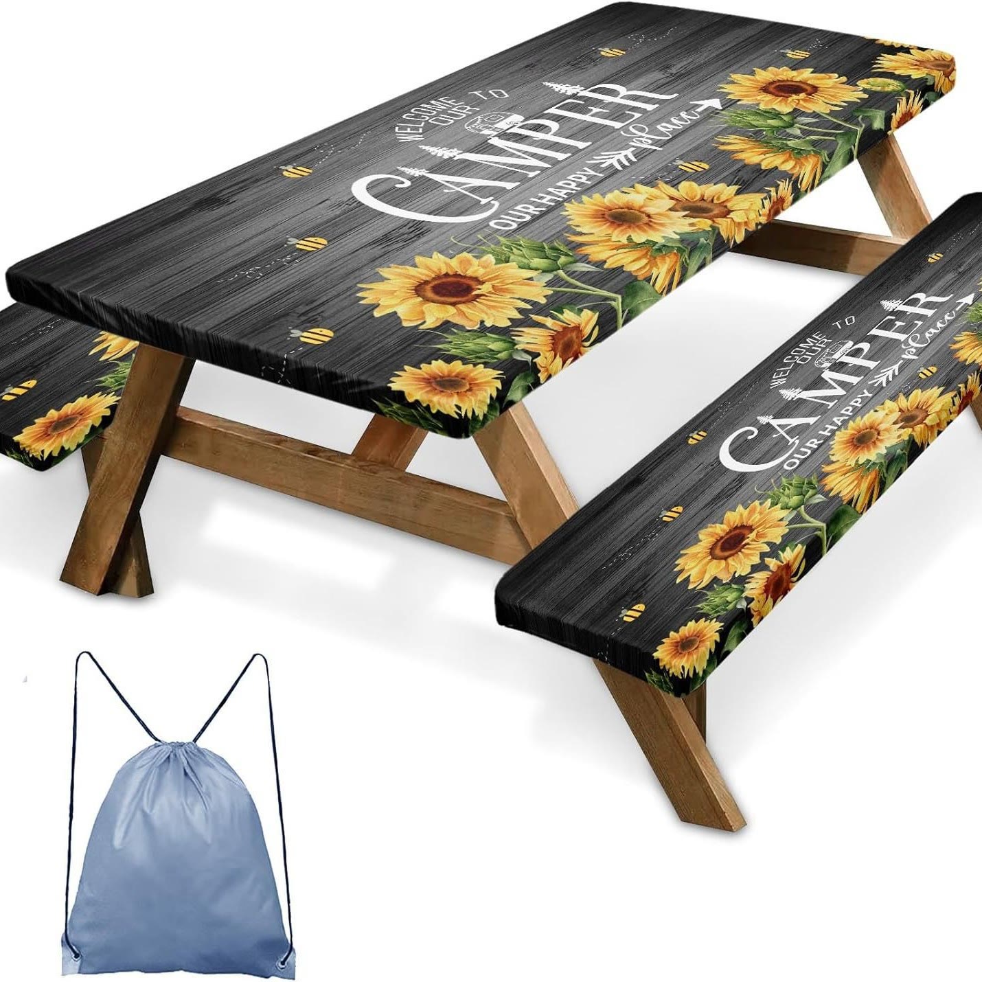Outdoor Waterproof Tablecloth & Bench Cover Set , Elastic Washable with Carry Bag - 7 - 76*183 cm - image 14