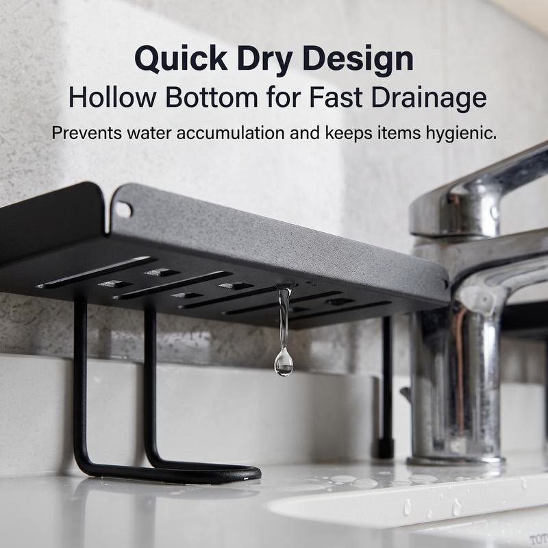 Foldable Over-Sink Organizer – No-Drill Carbon Steel Sink Storage Rack, Adjustable & Easy-Drain - image 5