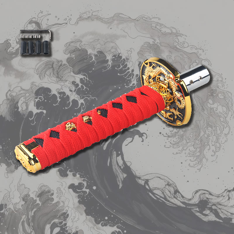 Cool Japanese Samurai Katana Car Manual Gear Shift Knob Trim - 15cm red - One size - image 6