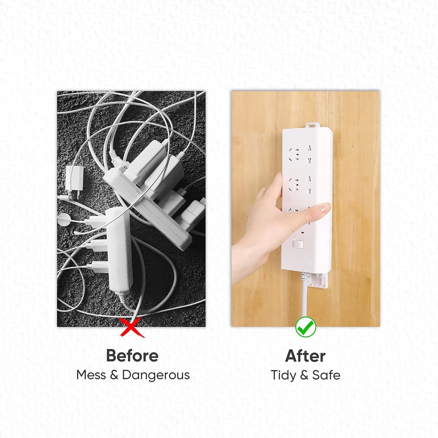 Adhesive Socket Holder – Punch-Free Wall Mount with Cable Organizer Clips - image 10