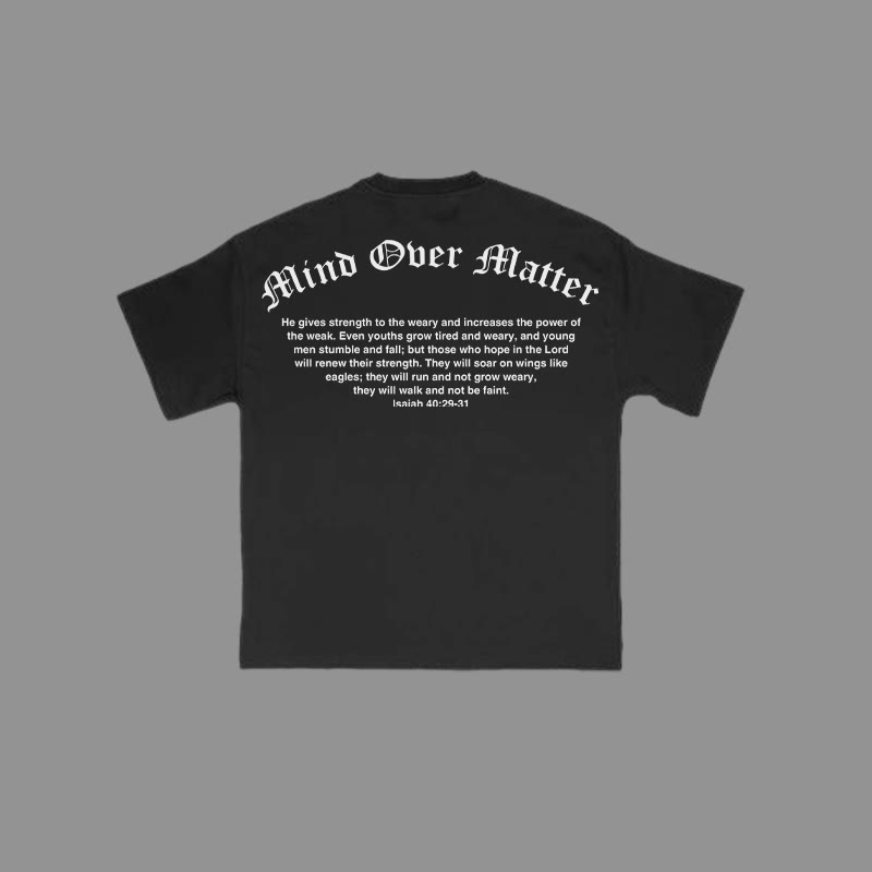 100% Cotton Mind Over Matter Isaiah 40:29-31 Print T-shirt - Black - 2XL - image 3