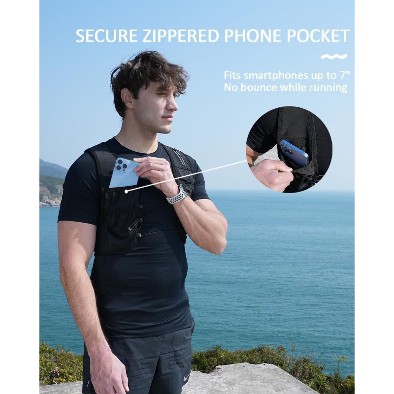 Running Vest for Women Men,  Adjustable Chest Straps Running Hydration Vest with 500ml Soft Flask - image 4