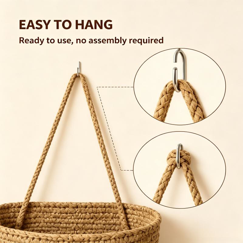 Woven Cotton 3-Tier Over-the-Door Basket, Wall-Mounted Bathroom  Storage Organizer - image 8