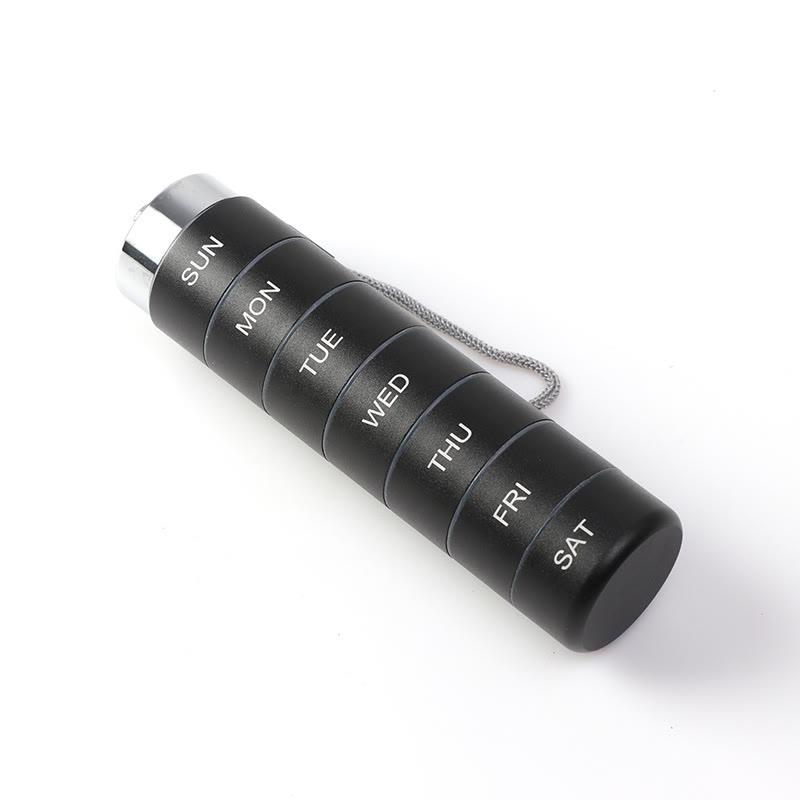 Metal Travel Pill Organizer, Portable 7-Day/4-Times Vitamin Organizer Stackable - Black - image 13