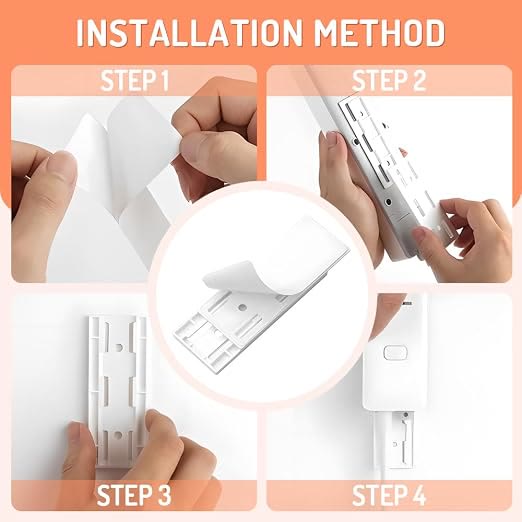 Adhesive Socket Holder – Punch-Free Wall Mount with Cable Organizer Clips - image 8