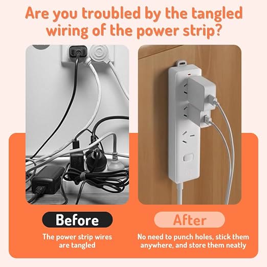 Adhesive Socket Holder – Punch-Free Wall Mount with Cable Organizer Clips - image 9