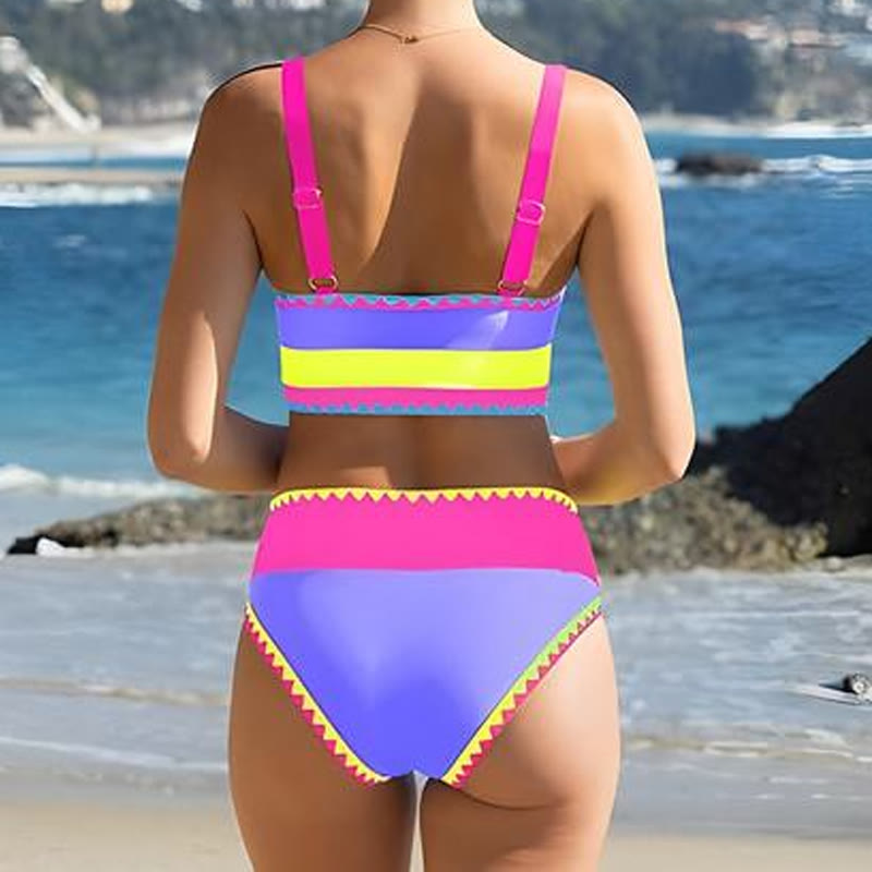Beach Color-block Geometry Print Tank Skirt Three-piece Swimsuit - image 10