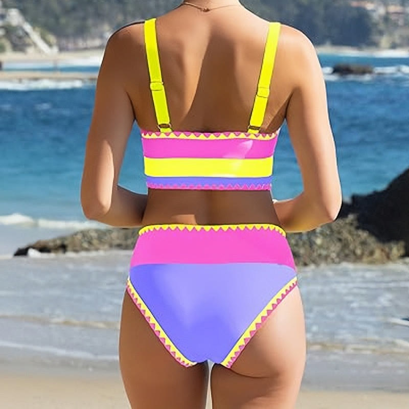 Beach Color-block Geometry Print Tank Skirt Three-piece Swimsuit - image 13