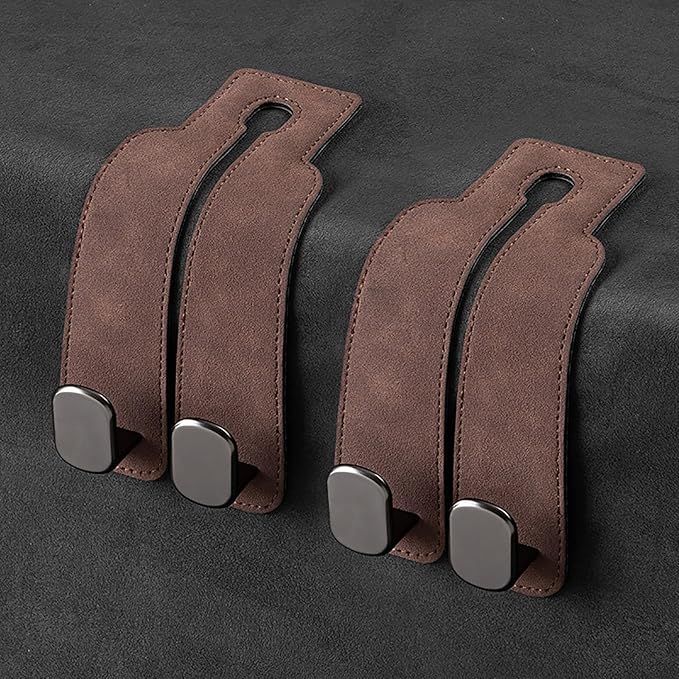 ⏰LAST DAY PROMOTION SAVE 49%🔥Car Headrest Hooks - Car Seat Back Double Hook Leather Purses Hooks (4 Pack)