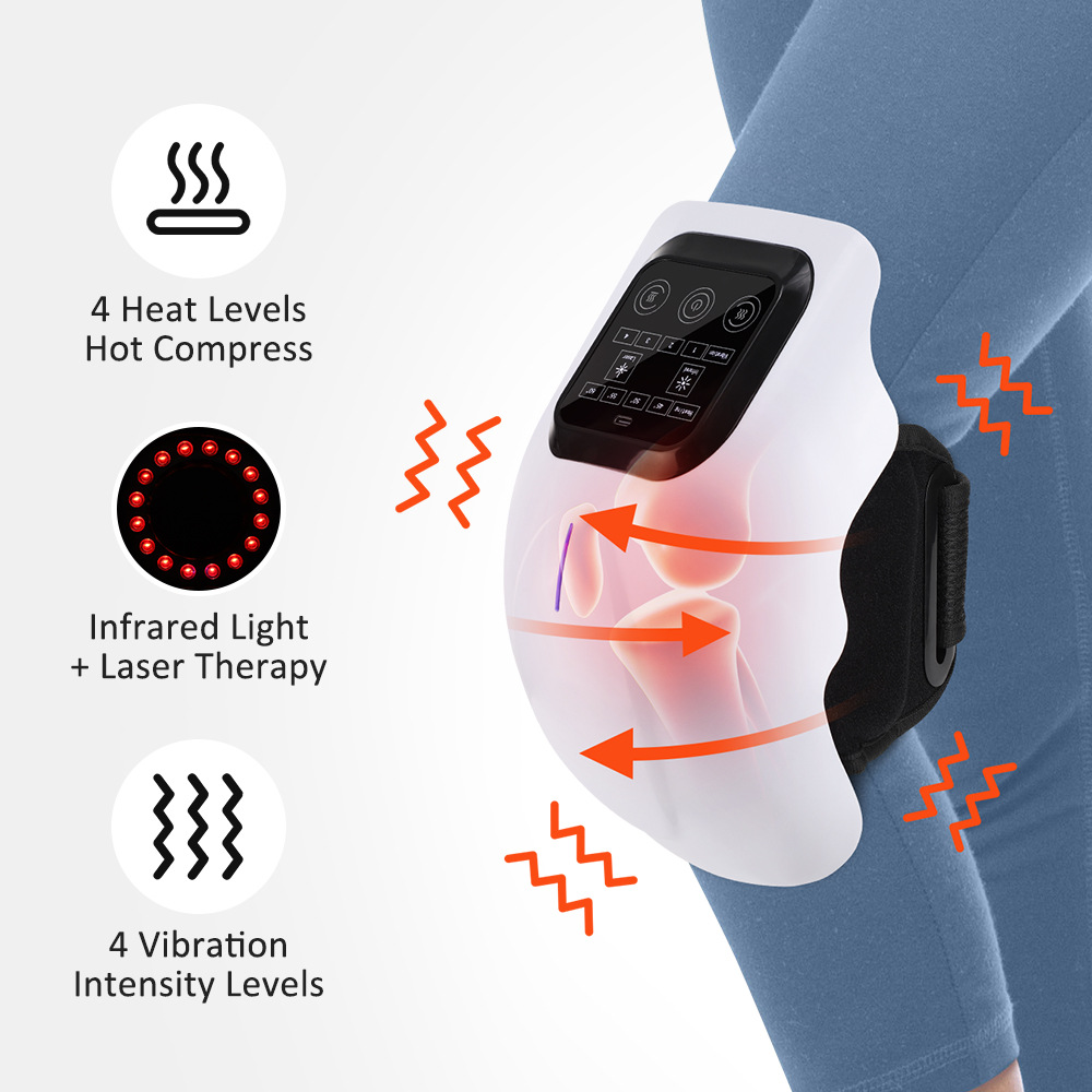 Cordless Knee Massager with Heat, Vibration & Infrared Therapy for Joint Pain Relief - White - image 1