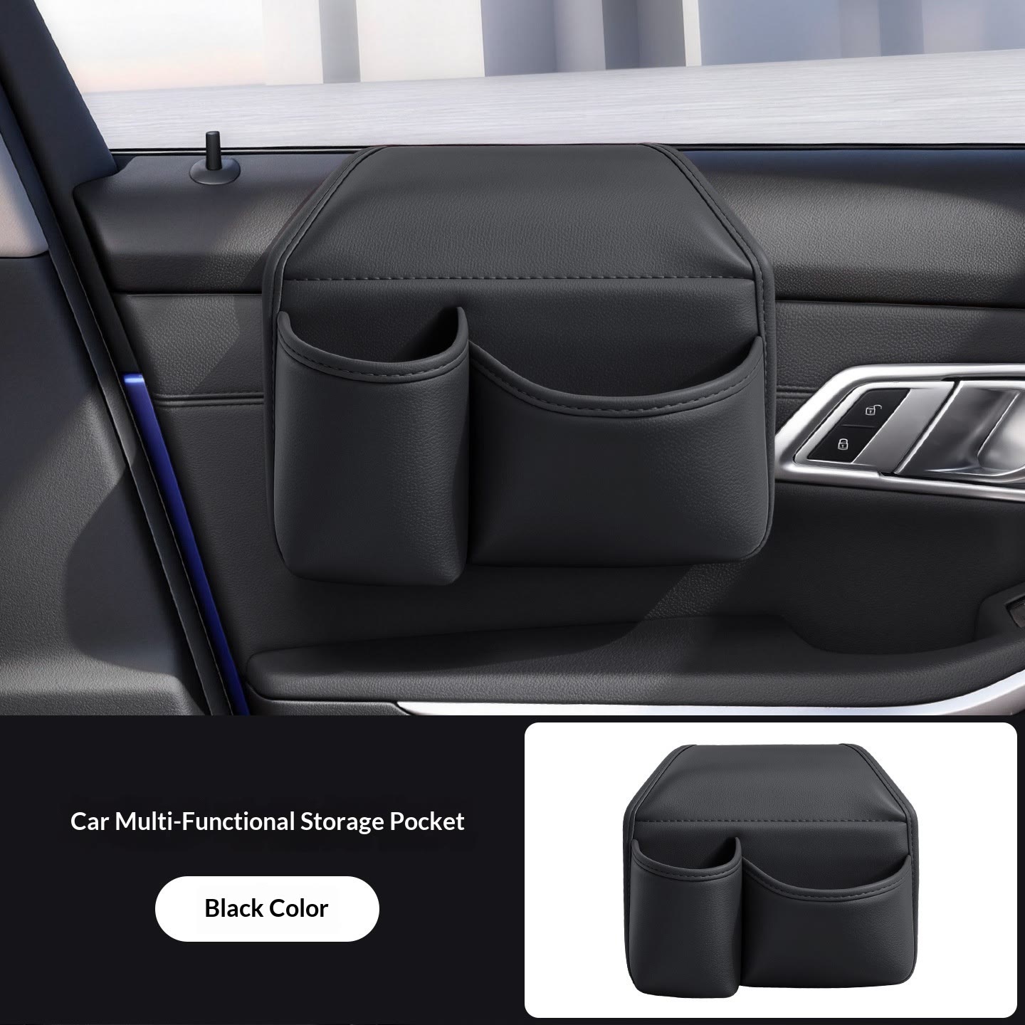 Car Door Storage Organizer – Multi-Pocket Holder for Phone, Cups & Essentials - Black - 21*19cm - image 5