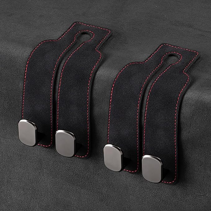 Car Headrest Hooks - Car Seat Back Double Hook Leather Purses Hooks (4 Pack) - image 1
