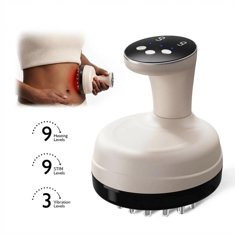 3 in 1 Electric Handheld Body Massager with Heat & Vibration - Beige - Rechargeable - image 1