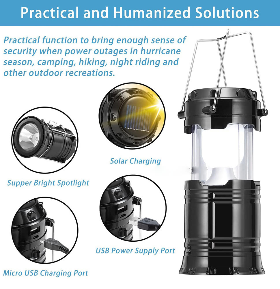 Solar Camping Lantern – Rechargeable LED Lights, Magnetic Base & Hanging Hook - image 12
