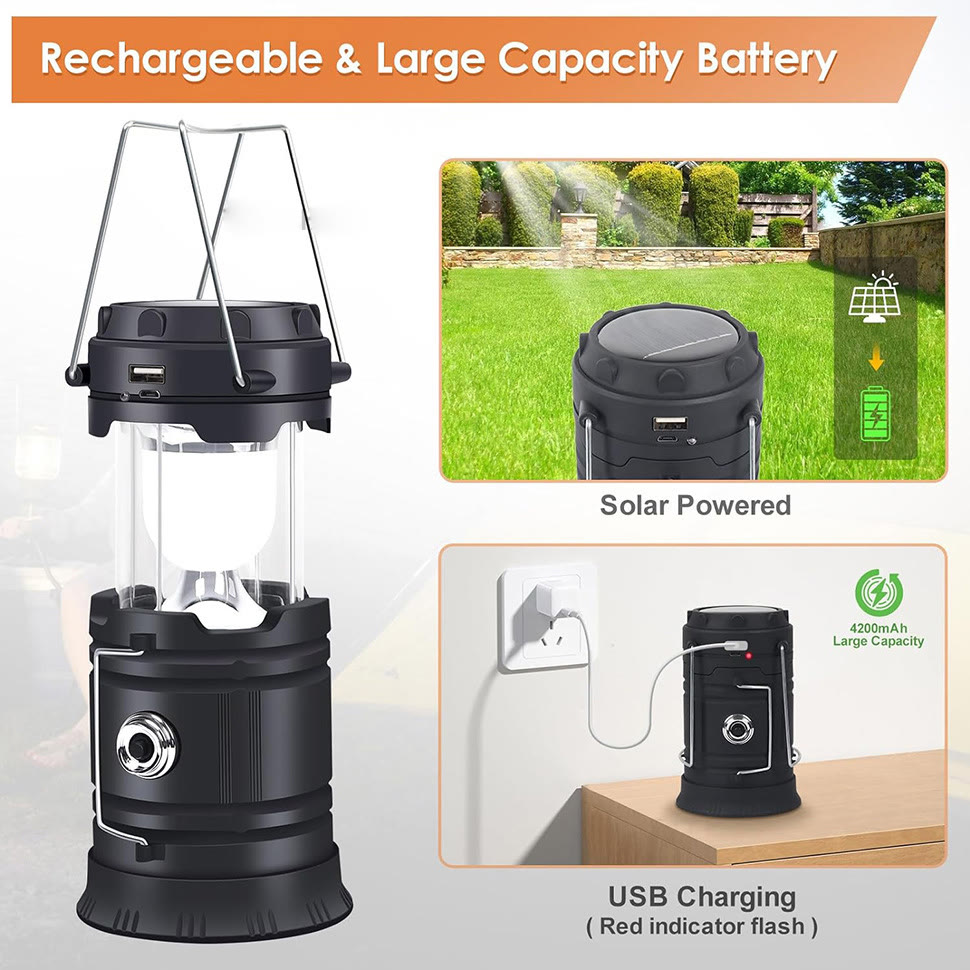 Solar Camping Lantern – Rechargeable LED Lights, Magnetic Base & Hanging Hook - image 13