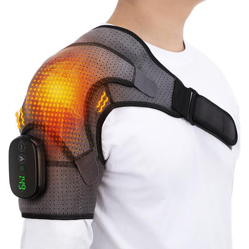 USB Rechargeable Shoulder Massager, 3-speed Heating Massage Shoulder Pad - Black and gray - image 1