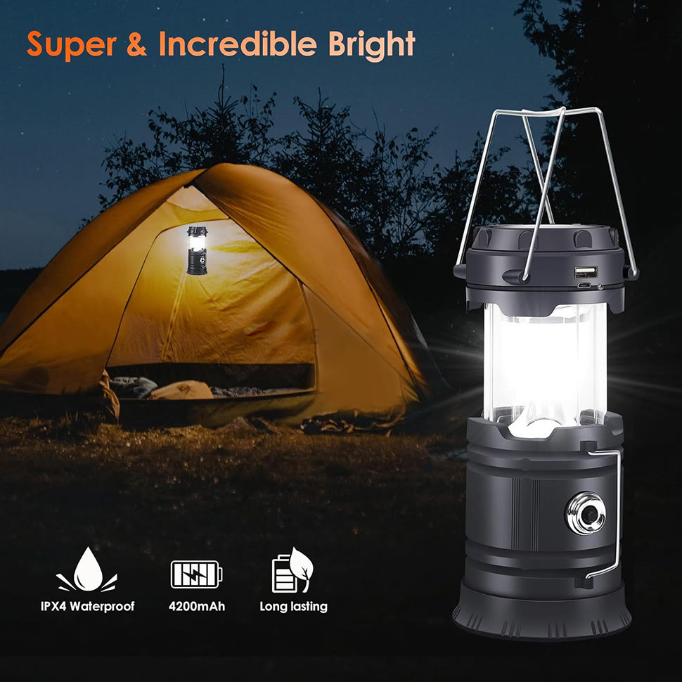 Solar Camping Lantern – Rechargeable LED Lights, Magnetic Base & Hanging Hook - image 11