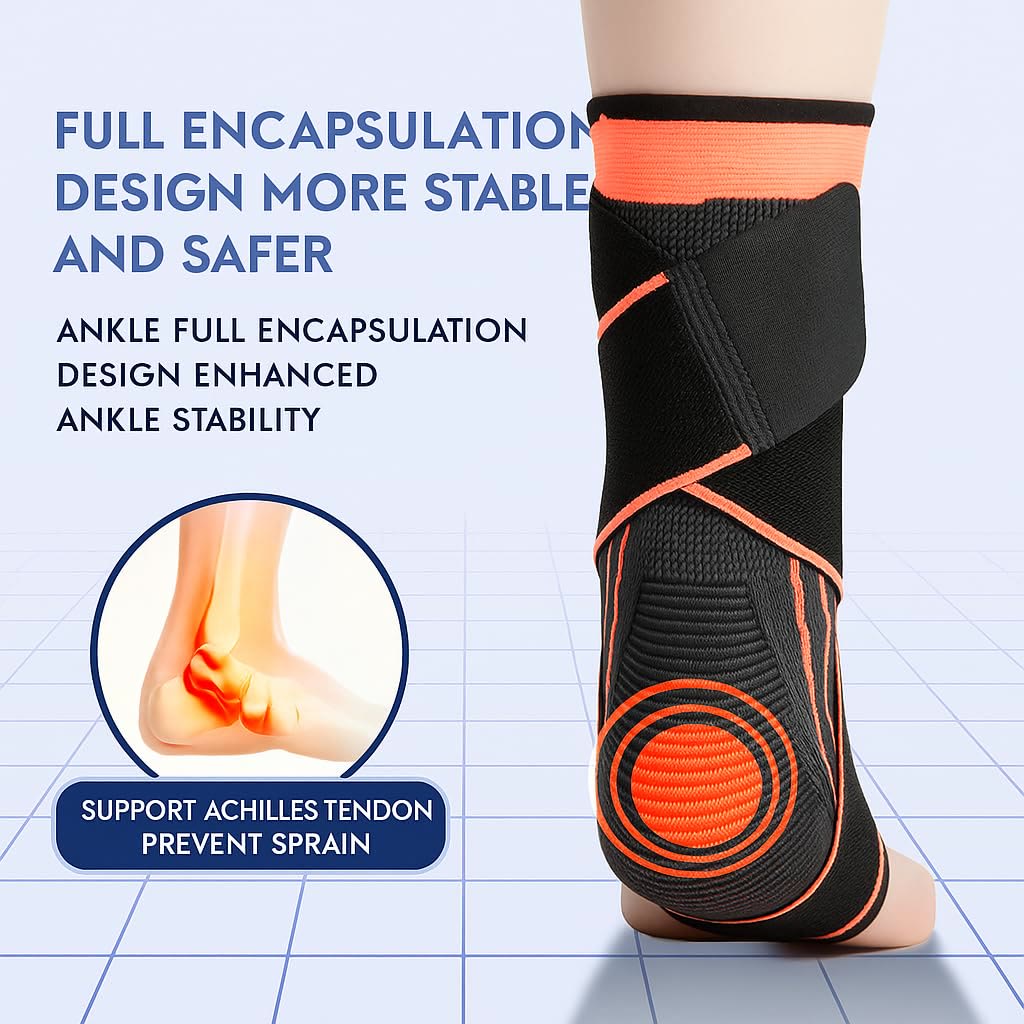Recover Ankle Sleeve - Ankle Brace Foot & Heel Wrap , Suitable for Outdoor Activities - Orange - XL - A pair - image 6