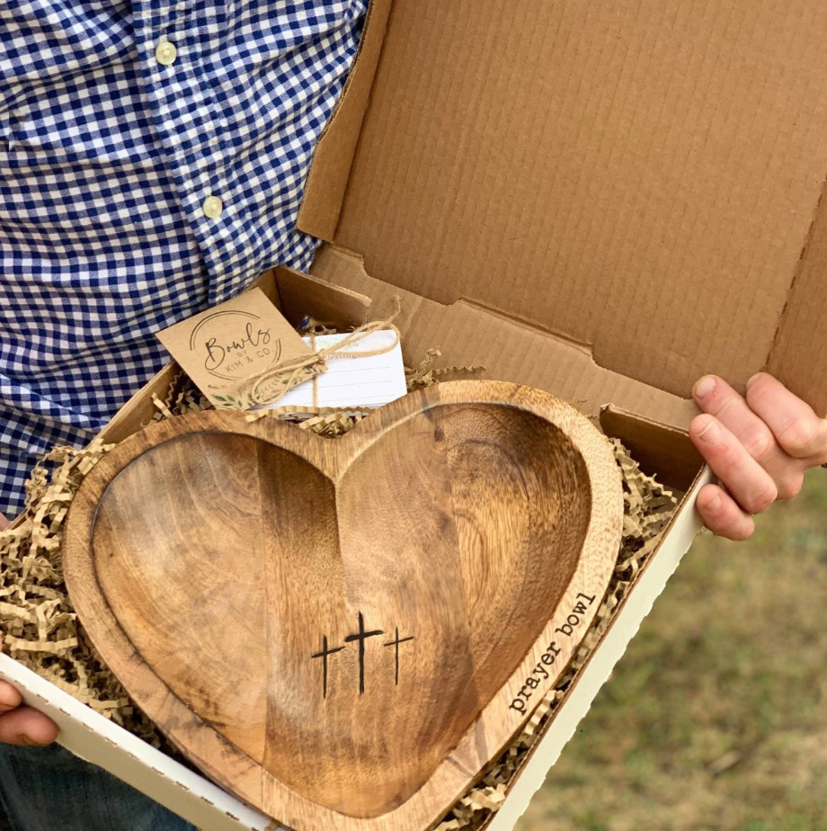 New Wooden Heart Shaped Prayer Bowl - image 9