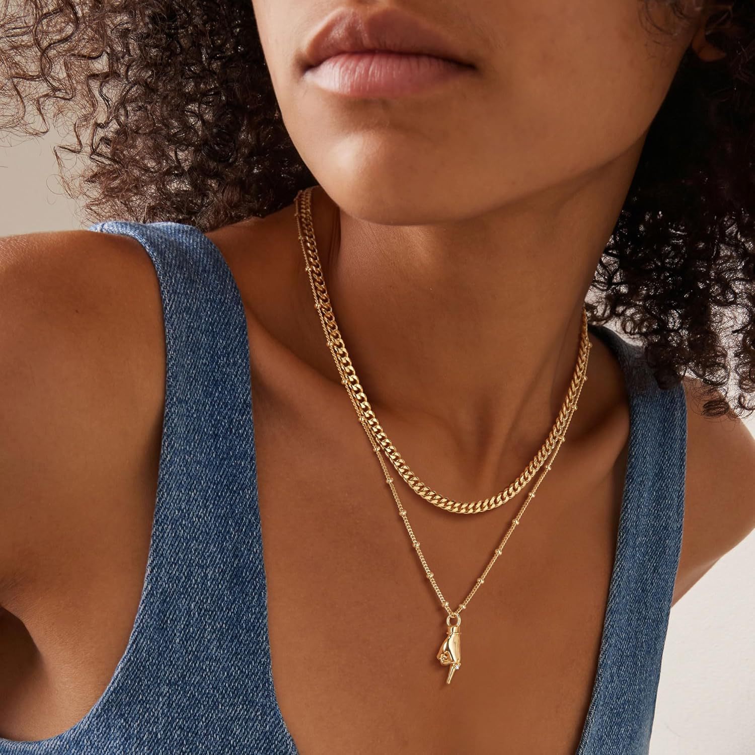  Hand Pendant Necklace for Women – Dainty Charm Chain, Trendy Statement Jewelry Gift - A - Gold - image 1