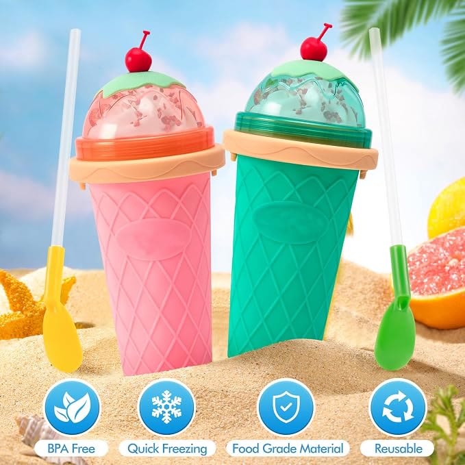 Slushy Cup Slushie Cup,Quick Frozen Magic Cup, Smoothie Cups with Lids and Straws - image 5