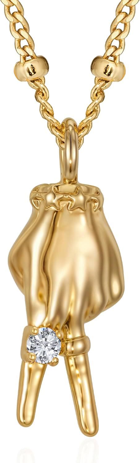  Hand Pendant Necklace for Women – Dainty Charm Chain, Trendy Statement Jewelry Gift - E - Gold - image 9