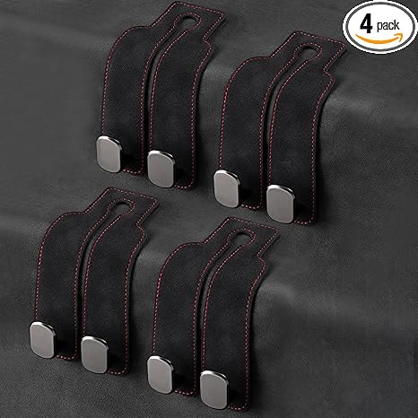 Car Headrest Hooks - Car Seat Back Double Hook Leather Purses Hooks (4 Pack) - image 11