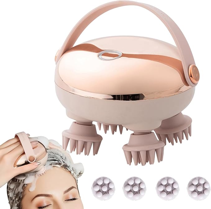 Handheld Head Massager,Full Body Portable Massager,Wet & Dry Use - Golden - Gift a set of massage heads - image 2