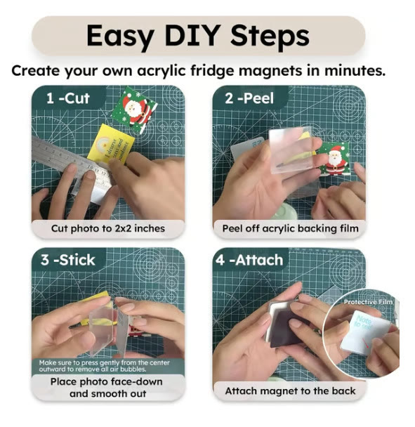 Clear Acrylic DIY Fridge Magnets Set with Adhesive Backing – Square Magnetic Photo Frames - image 7