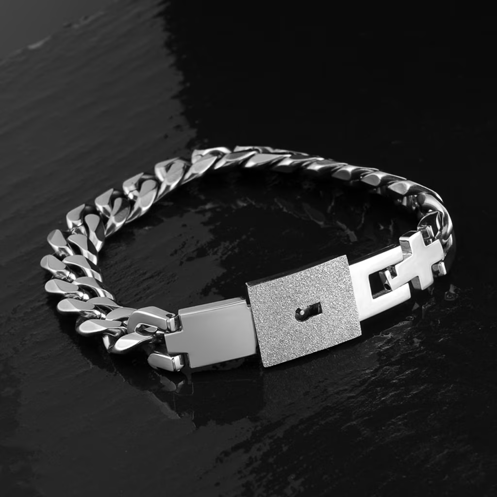 Heart Lock & Key Couple Bracelets - Matching Bangle Set - image 8