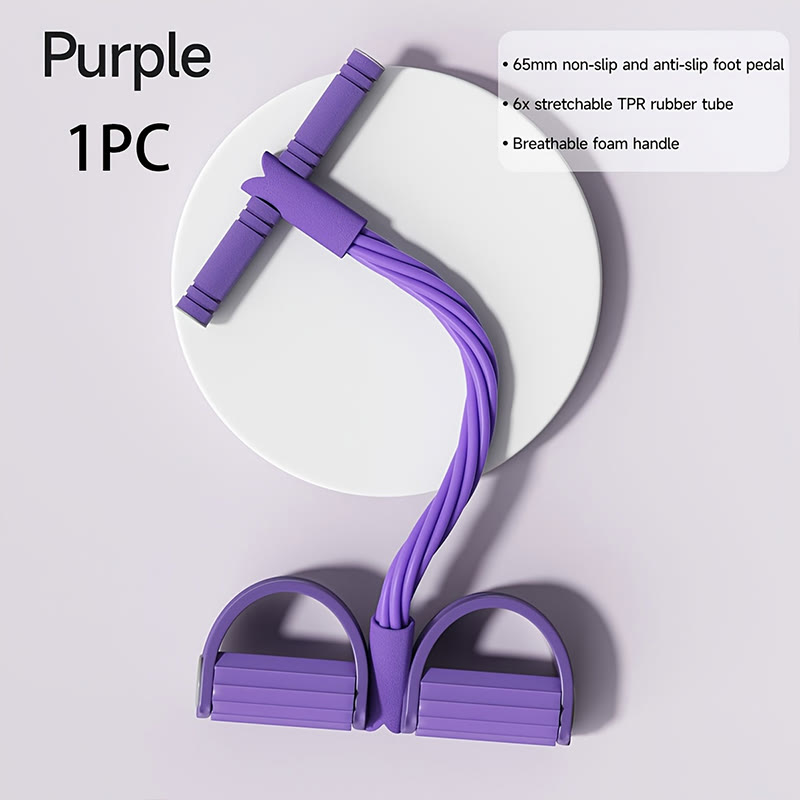 Pedal Resistance Bands With Handles, 6-tube Elastic Yoga Pedal Puller - Purple - image 4