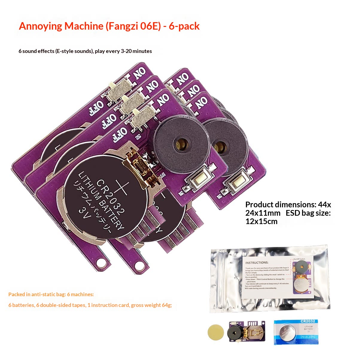 6 PCS Annoying Cricket Prank Noisemaker - Long Lasting Hidden Beeps - Purple（6PCS） - image 8