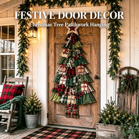 Oversized Patchwork Christmas Tree Door Hanging Kit-Handmade Fabric Christmas Tree Wall Decor - image 5