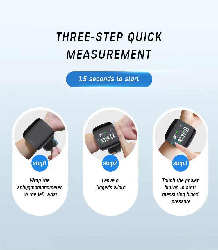 Rechargeable Wrist Blood Pressure Monitor Wristwatch–  Unisex Sports Wristband with Voice Broadcast & Memory - image 5