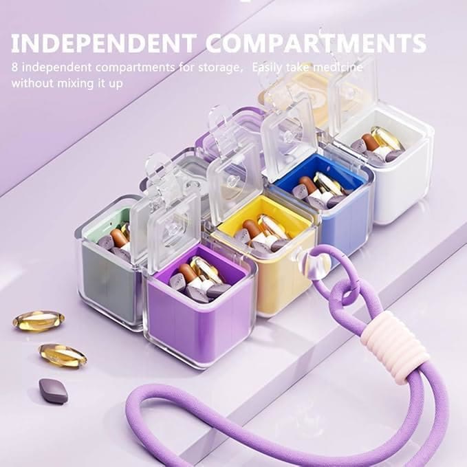 Rubik's Cube Magnetic Pill Box Keychain, Mini Medicine Organizer - image 3