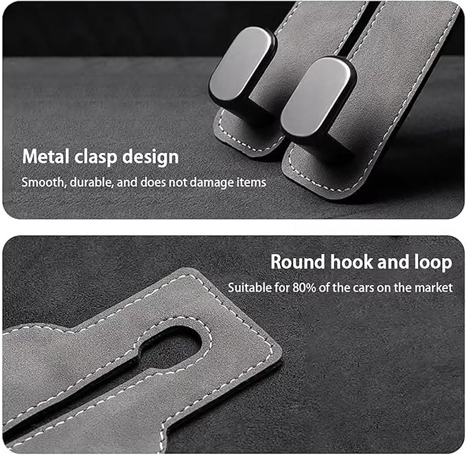 Car Headrest Hooks - Car Seat Back Double Hook Leather Purses Hooks (4 Pack) - image 7