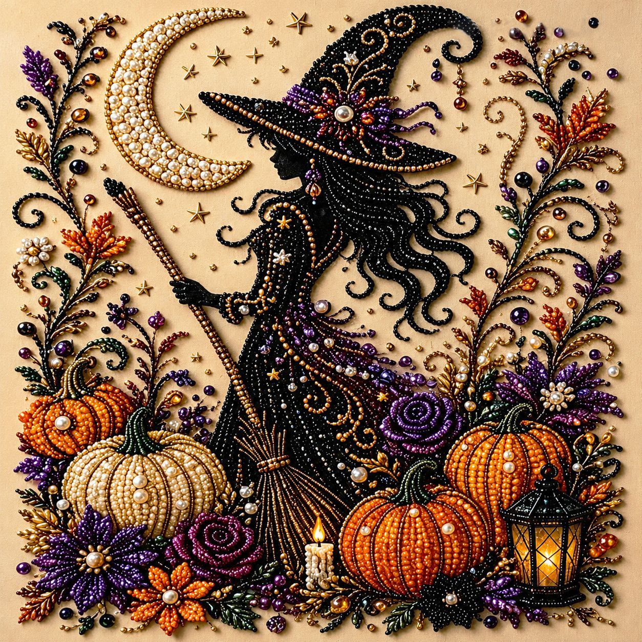 Halloween DIY Diamond Painting Kit, Pumpkin Cat & Ghost Diamond Art for Home Decor - 🧙 Witch - 7.8*7.8in - image 13