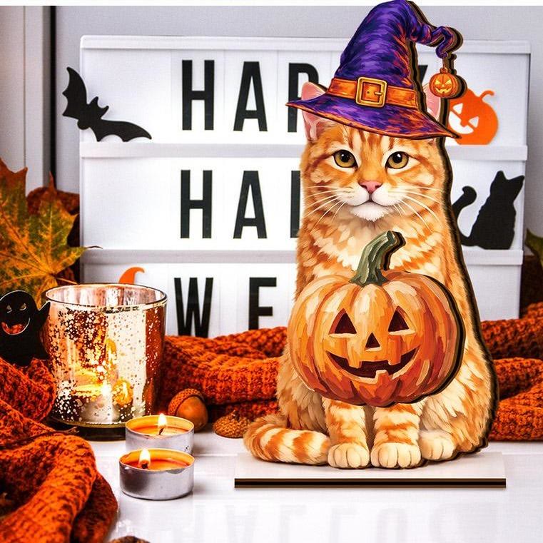 Interchangeable Cat Wooden Sign, Halloween Decor, Cute Pet Desk Ornament - image 9