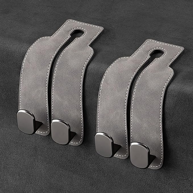 ⏰LAST DAY PROMOTION SAVE 49%🔥Car Headrest Hooks - Car Seat Back Double Hook Leather Purses Hooks (4 Pack)