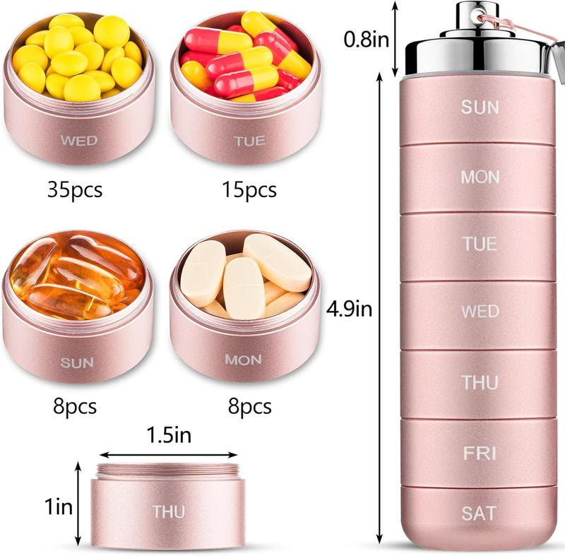 Metal Travel Pill Organizer, Portable 7-Day/4-Times Vitamin Organizer Stackable - image 5