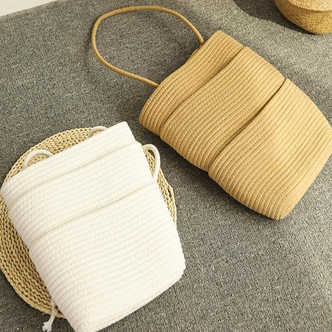Woven Cotton 3-Tier Over-the-Door Basket, Wall-Mounted Bathroom  Storage Organizer - image 9