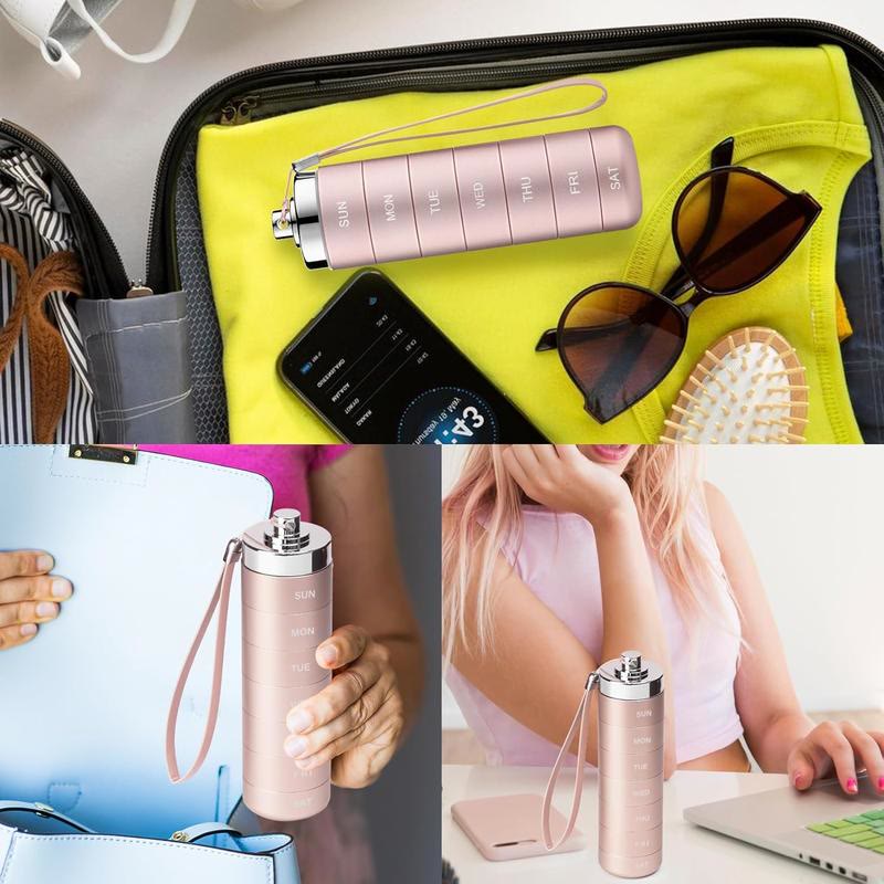 Metal Travel Pill Organizer, Portable 7-Day/4-Times Vitamin Organizer Stackable - image 3