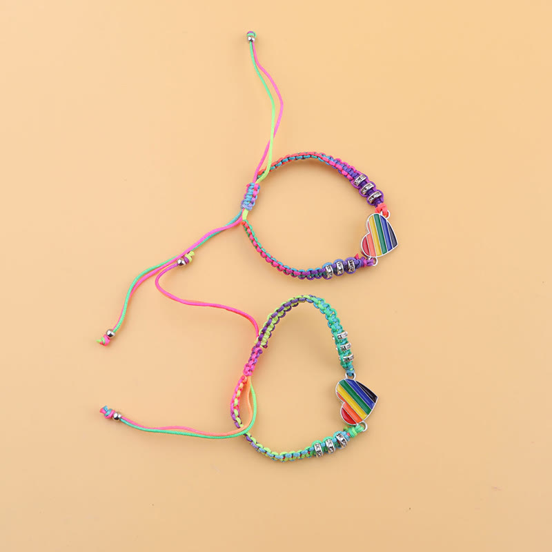 2 Card-mounted Rainbow Color Stitching Hand-woven Adjustable Couple Bracelet Set - image 12