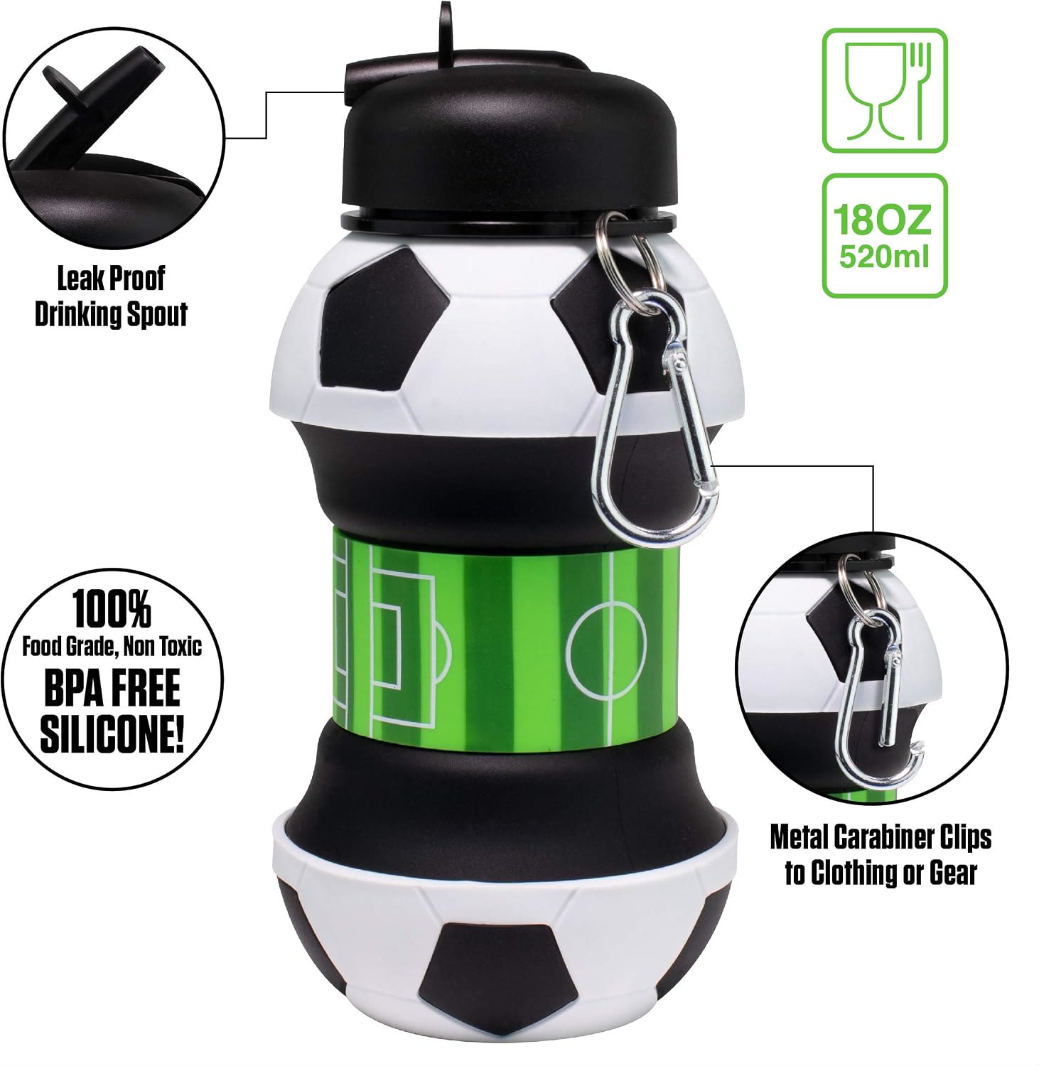 Collapsible Silicone Soccer Ball Water Bottle,Portable Sports Drink Bottle - image 7